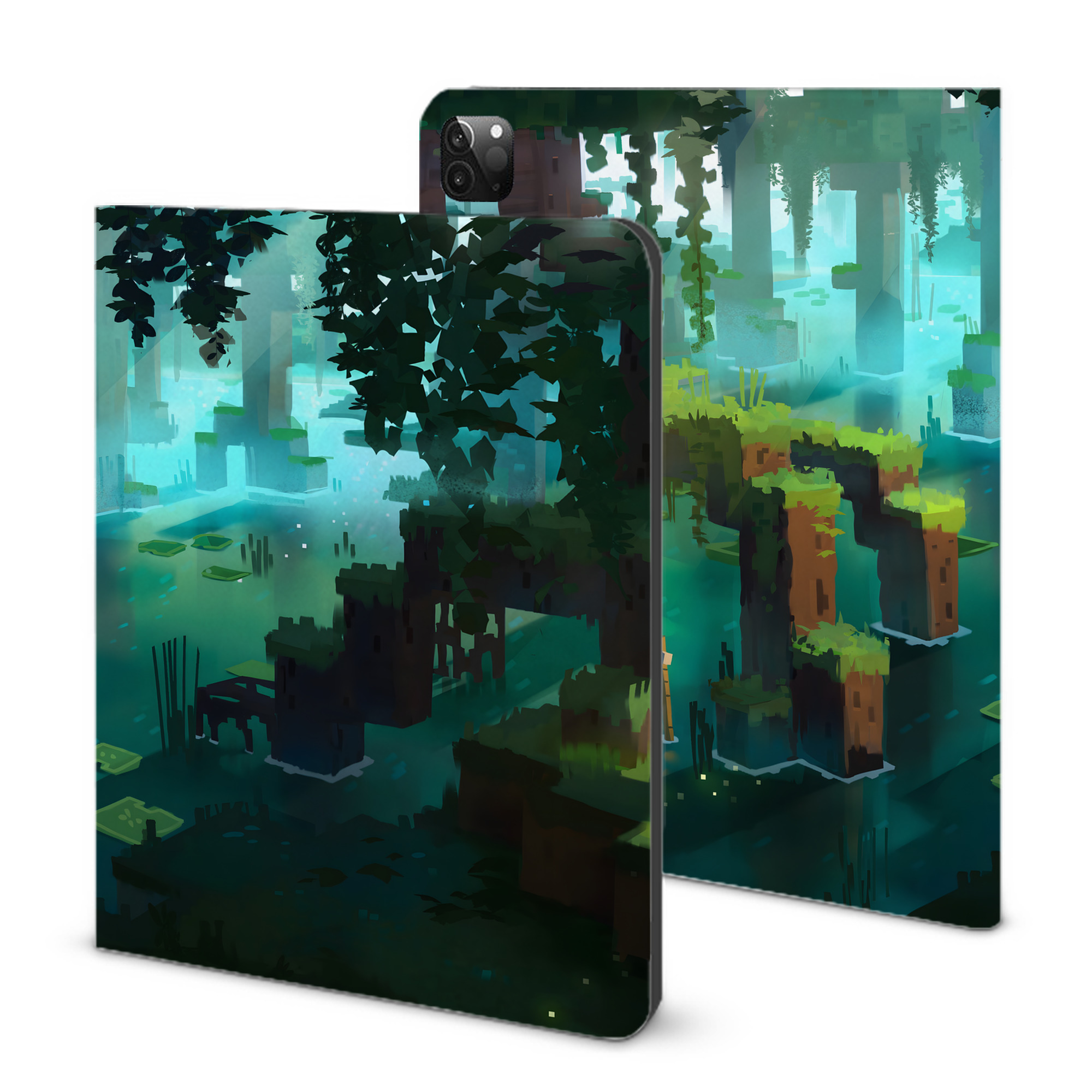 （画像用） マインクラフト ブロックの世界 Minecraft MC Block world IPadケース ペンホルダー付き ブックスタイルデザイン